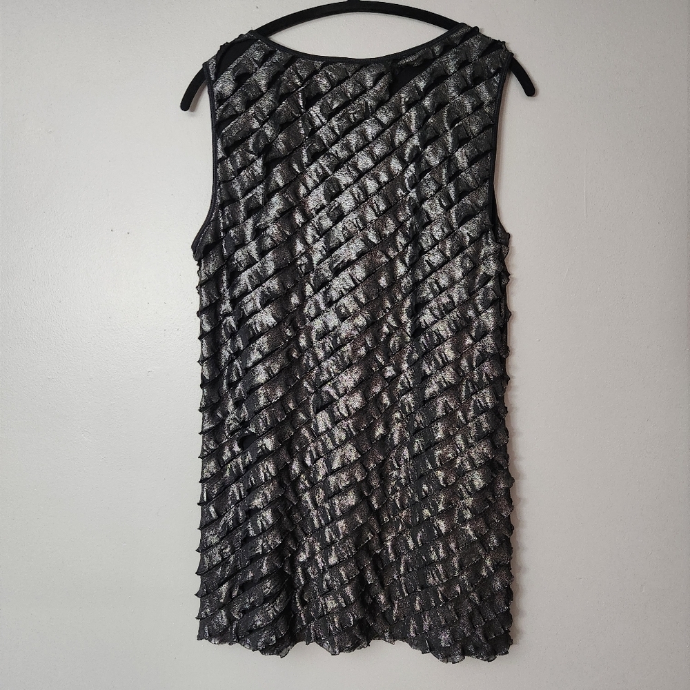 Style & Co black silver shiny shimmer ruffle tank top size XL lightweight - Picture 3 of 8